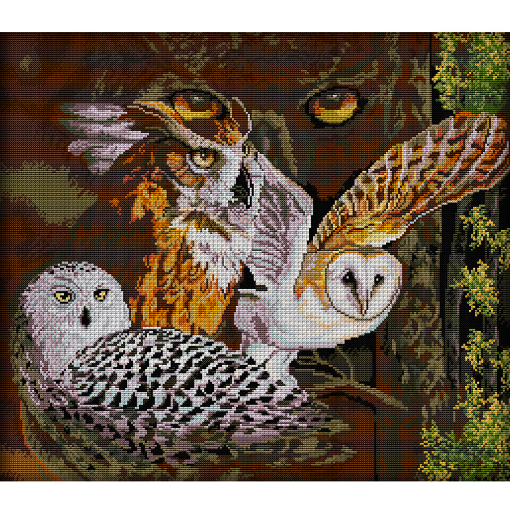 Owl Eleven - 14CT Stamped Cross Stitch 55*48CM(Joy Sunday)