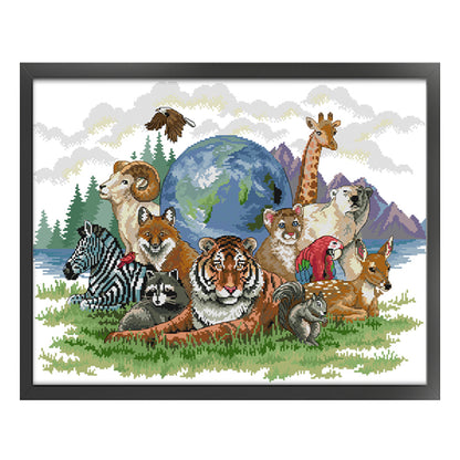 Animal World(3) - 14CT Stamped Cross Stitch 55*42CM(Joy Sunday)