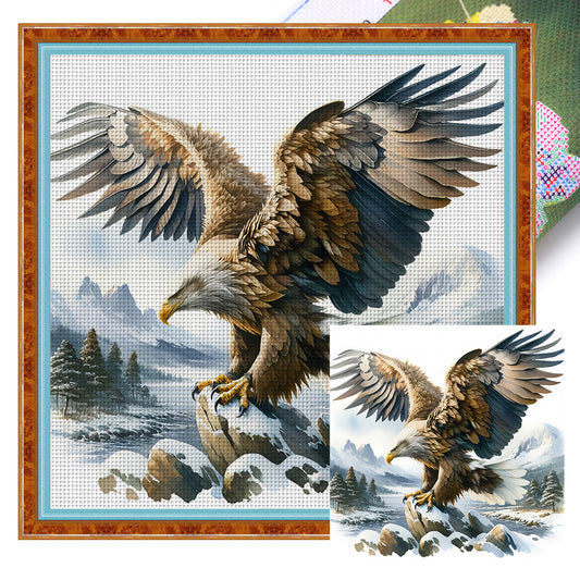 Eagle On Snowy Mountain - 11CT Stamped Cross Stitch 40*40CM