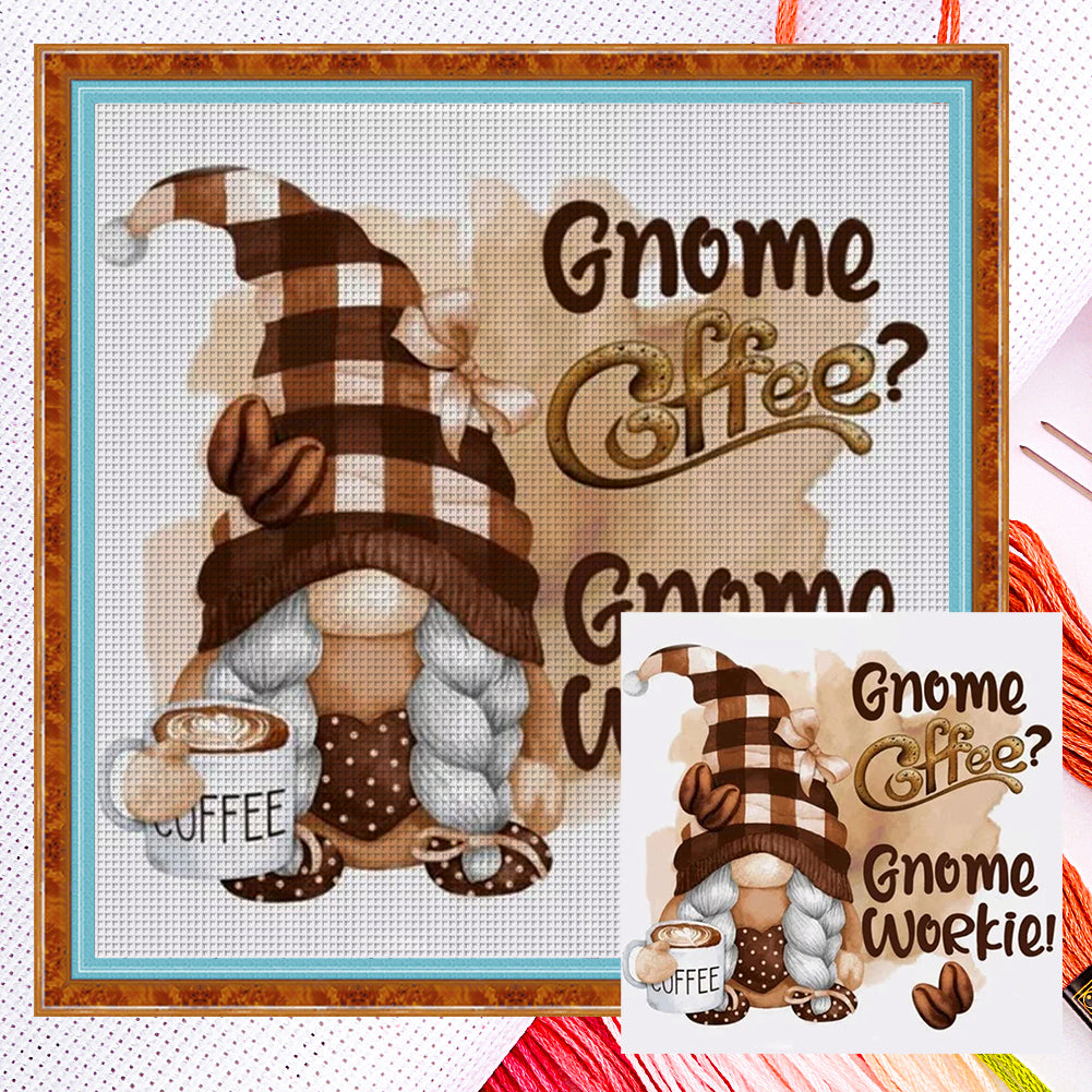 Coffee Gnome - 11CT Counted Cross Stitch 40*40CM