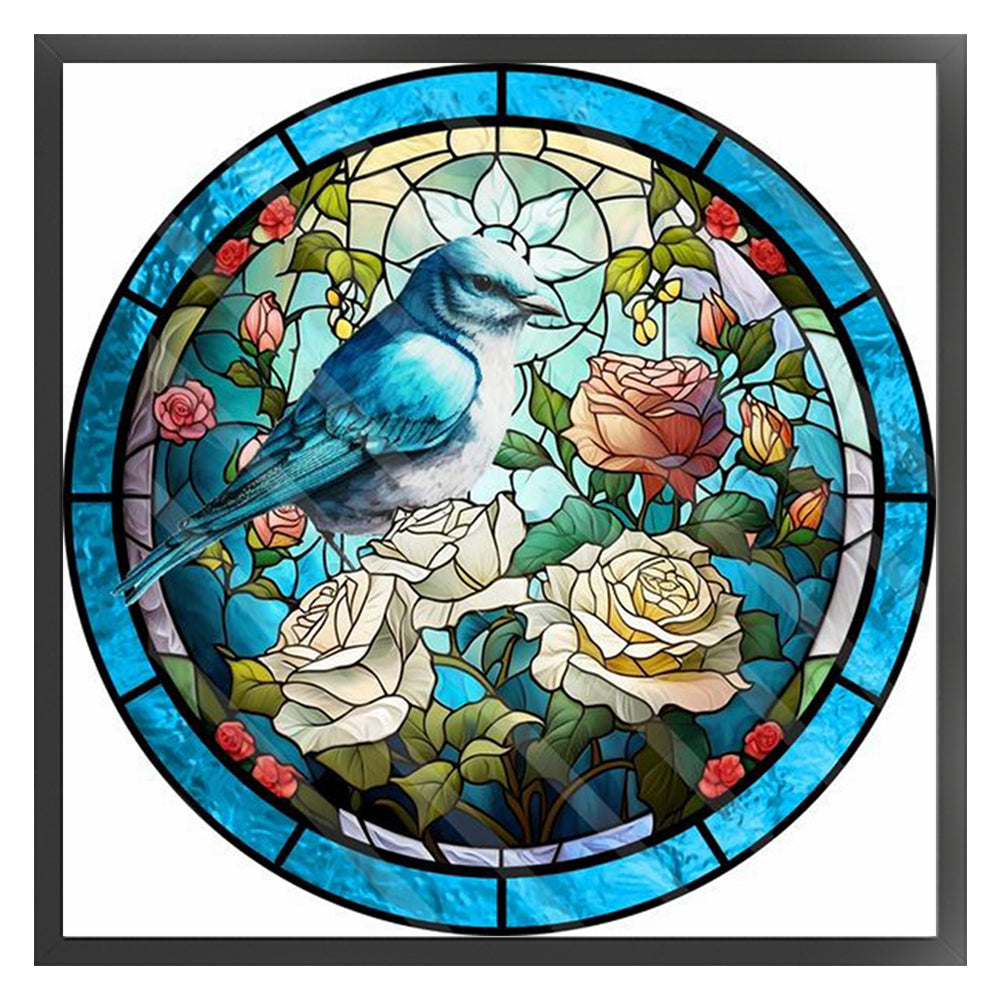 Glass Painting-Birds And Flowers - 11CT Stamped Cross Stitch 40*40CM