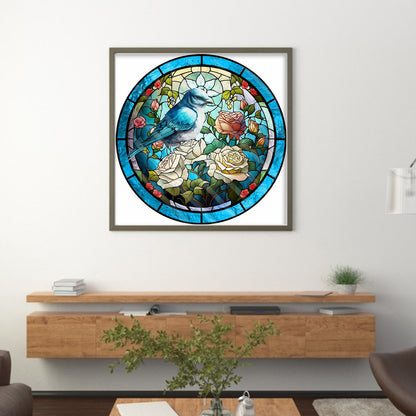 Glass Painting-Birds And Flowers - 11CT Stamped Cross Stitch 40*40CM