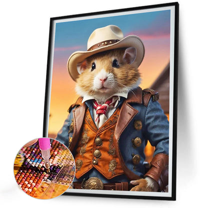 Handsome Western Cowboy Squirrel - Full Round Drill Diamond Painting 30*40CM