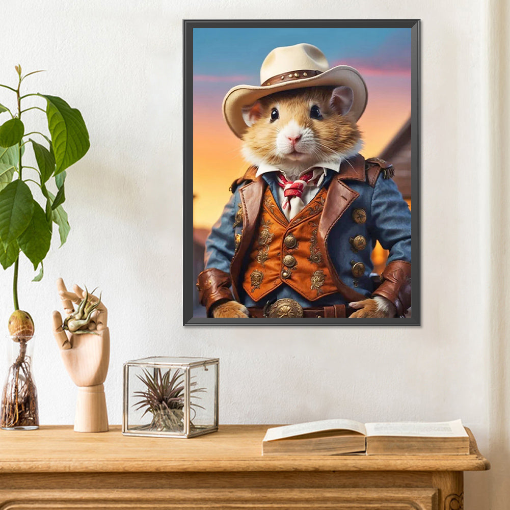 Handsome Western Cowboy Squirrel - Full Round Drill Diamond Painting 30*40CM