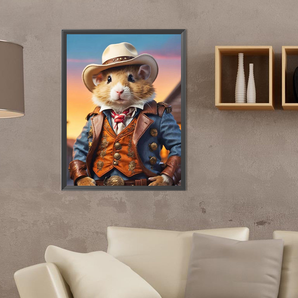 Handsome Western Cowboy Squirrel - Full Round Drill Diamond Painting 30*40CM