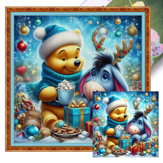 Winnie The Pooh And Eeyore In Winter - 11CT Stamped Cross Stitch 40*40CM