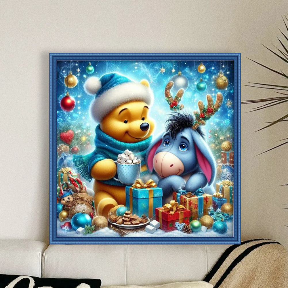 Winnie The Pooh And Eeyore In Winter - 11CT Stamped Cross Stitch 40*40CM