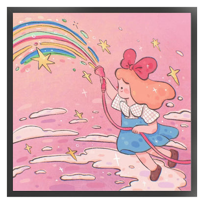 Little Girl Letting Off A Rainbow - 11CT Stamped Cross Stitch 50*50CM