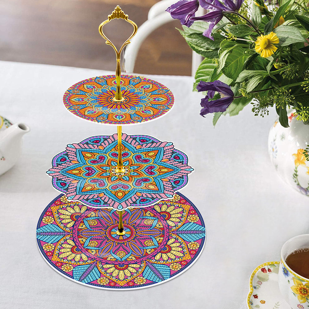 3-Tiered Diamond Painting Serving Tray for Coffee Table Serving Serving Food