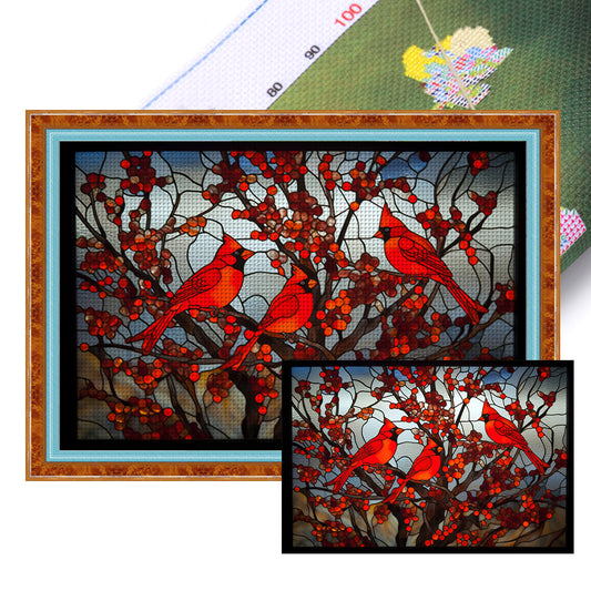 Glass Painting - Cardinal - 11CT Stamped Cross Stitch 60*40CM