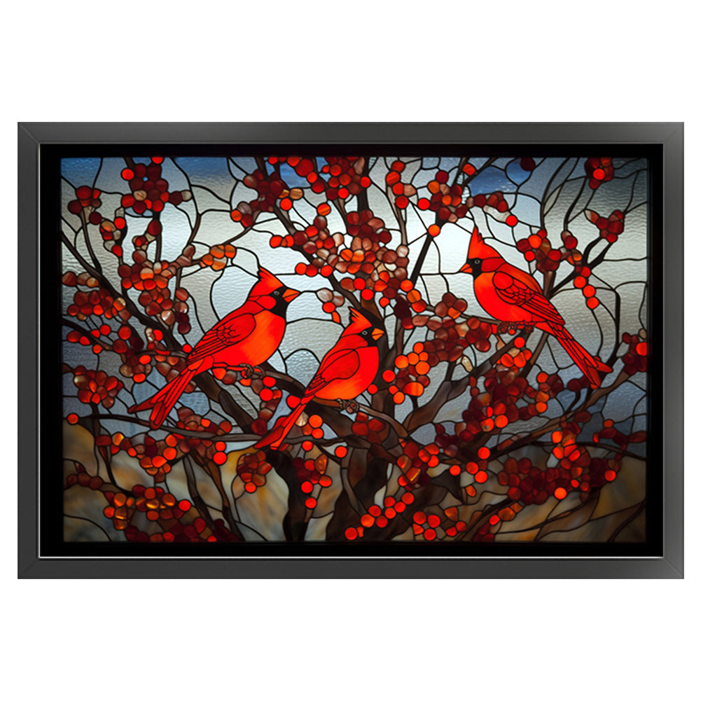 Glass Painting - Cardinal - 11CT Stamped Cross Stitch 60*40CM