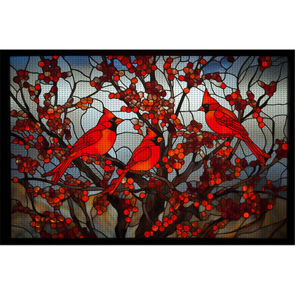 Glass Painting - Cardinal - 11CT Stamped Cross Stitch 60*40CM