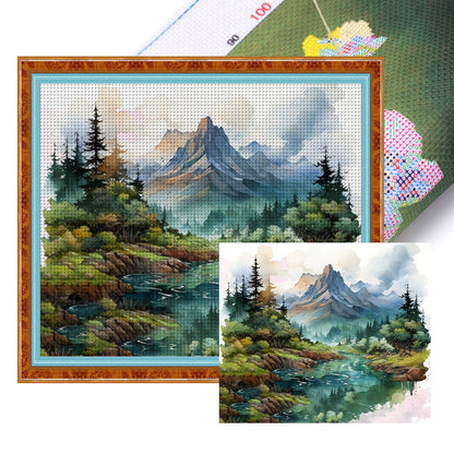 Ink Landscape - 11CT Stamped Cross Stitch 60*55CM