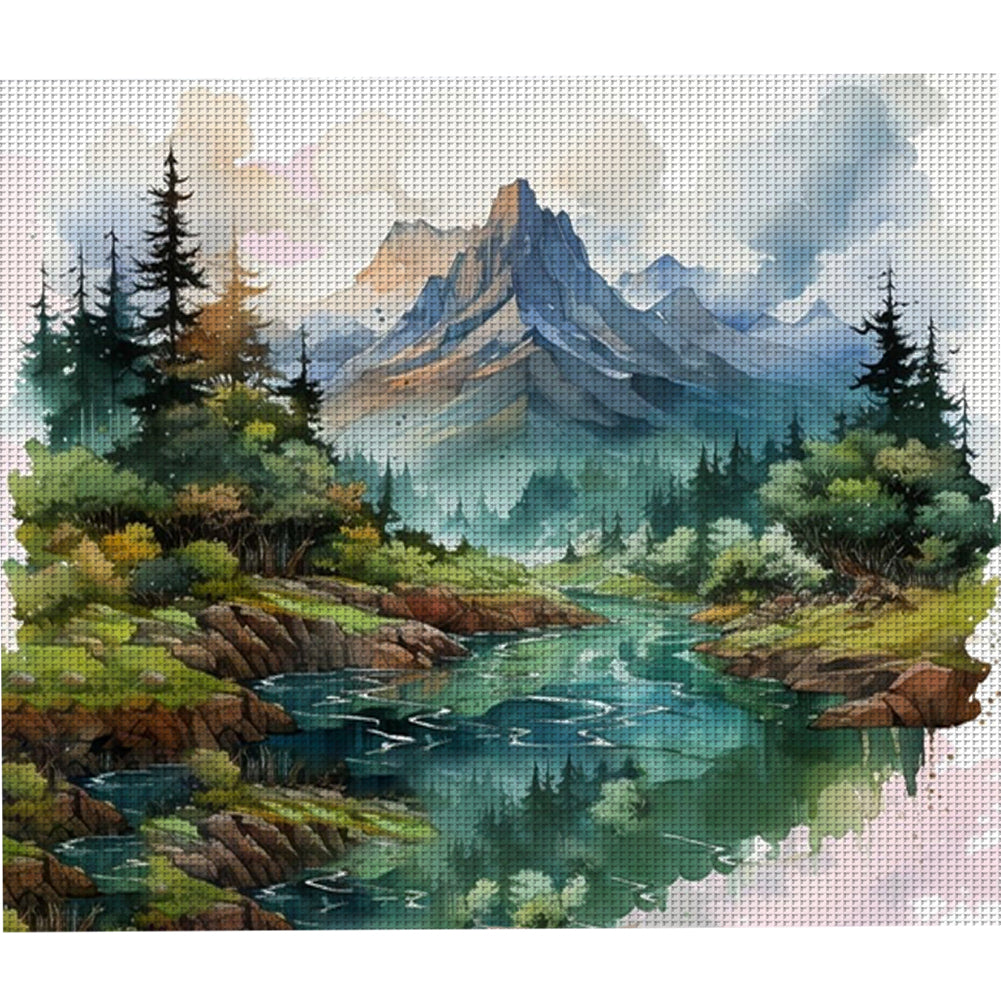 Ink Landscape - 11CT Stamped Cross Stitch 60*55CM