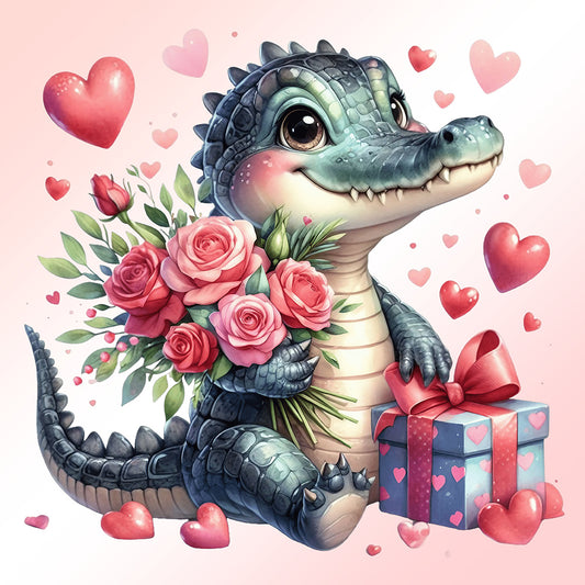 Love Rose Crocodile - Full Round Drill Diamond Painting 30*30CM