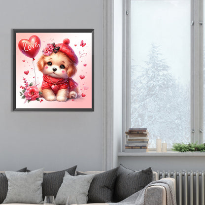 Love Rose Dog - Full Round Drill Diamond Painting 30*30CM