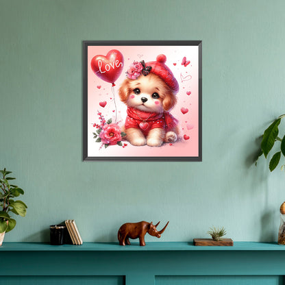Love Rose Dog - Full Round Drill Diamond Painting 30*30CM