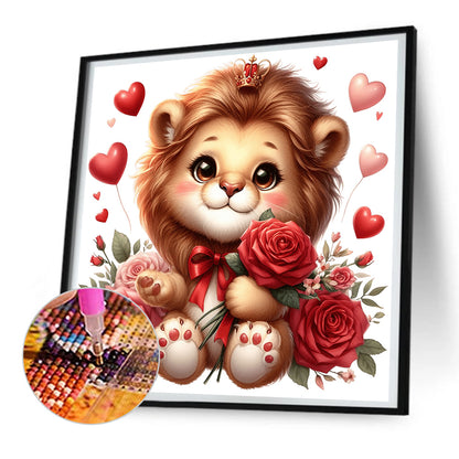 Love Rose Lion - Full Round Drill Diamond Painting 30*30CM