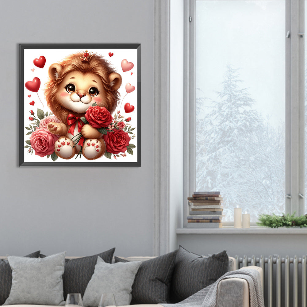 Love Rose Lion - Full Round Drill Diamond Painting 30*30CM