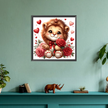 Love Rose Lion - Full Round Drill Diamond Painting 30*30CM