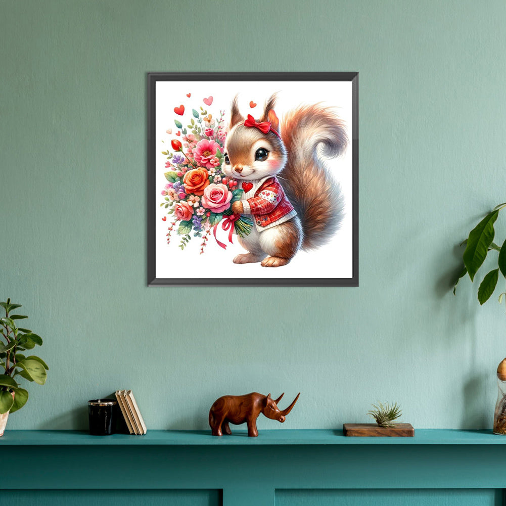 Love Rose Squirrel - Full Round Drill Diamond Painting 30*30CM