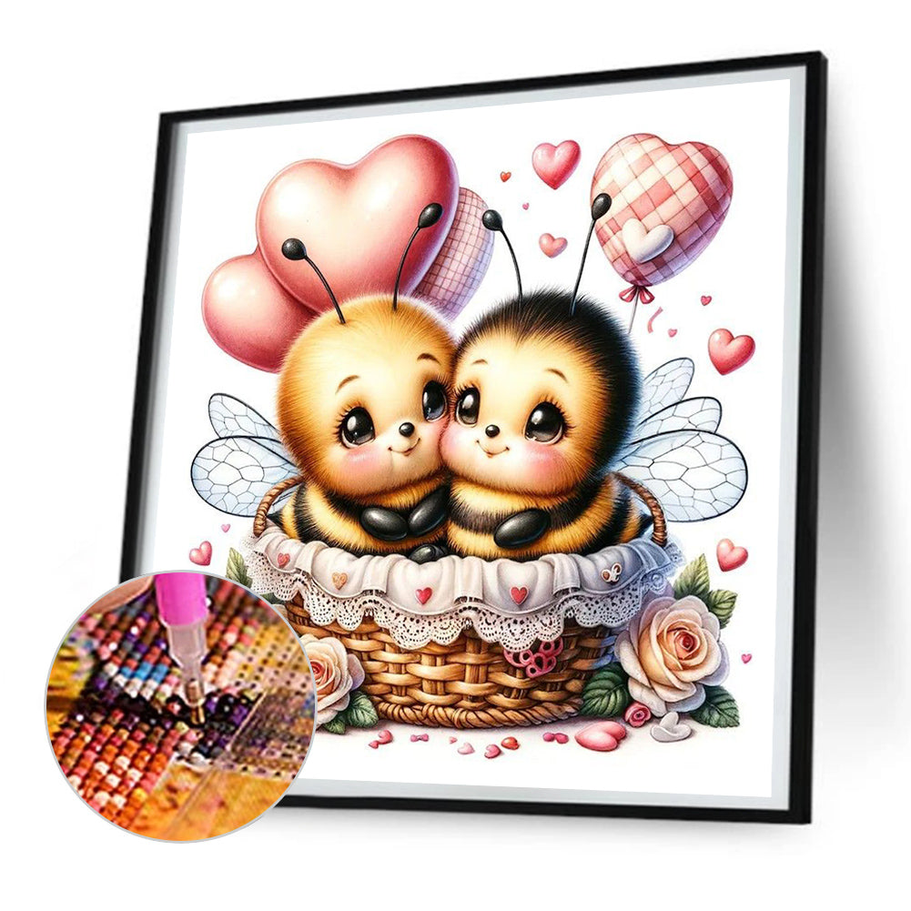 Love Rose Two Bees - Full Round Drill Diamond Painting 30*30CM
