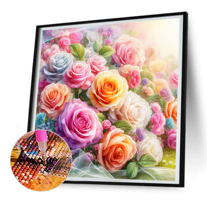 Rose Bouquet - Full Round Drill Diamond Painting 30*30CM