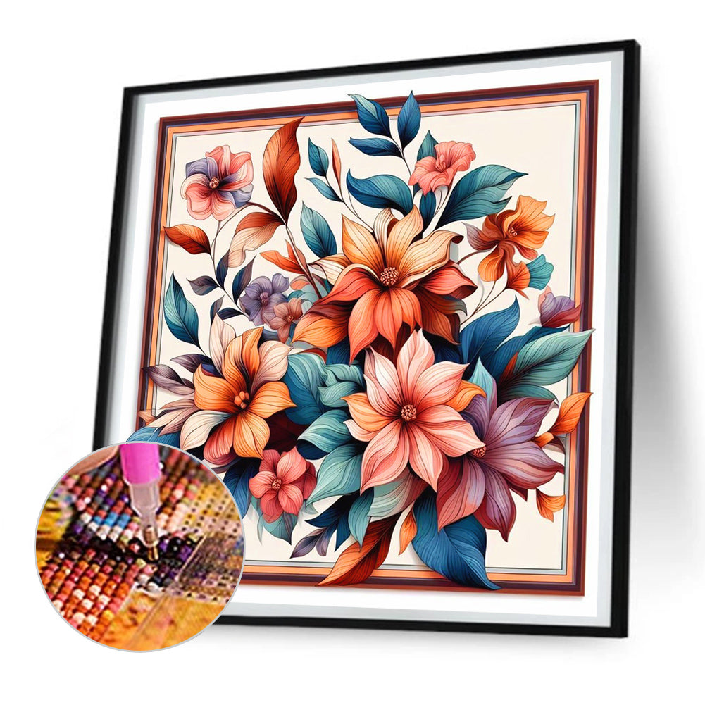 Frame Flowers - Full Round Drill Diamond Painting 30*30CM