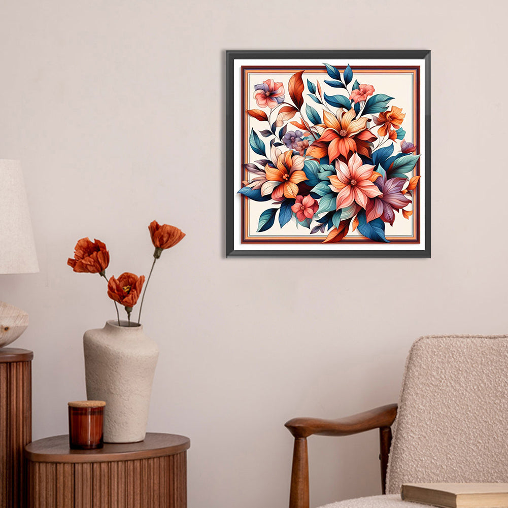 Frame Flowers - Full Round Drill Diamond Painting 30*30CM