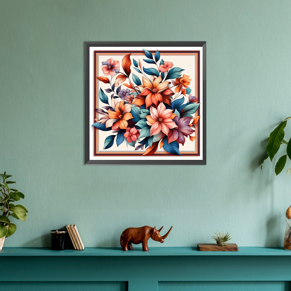 Frame Flowers - Full Round Drill Diamond Painting 30*30CM