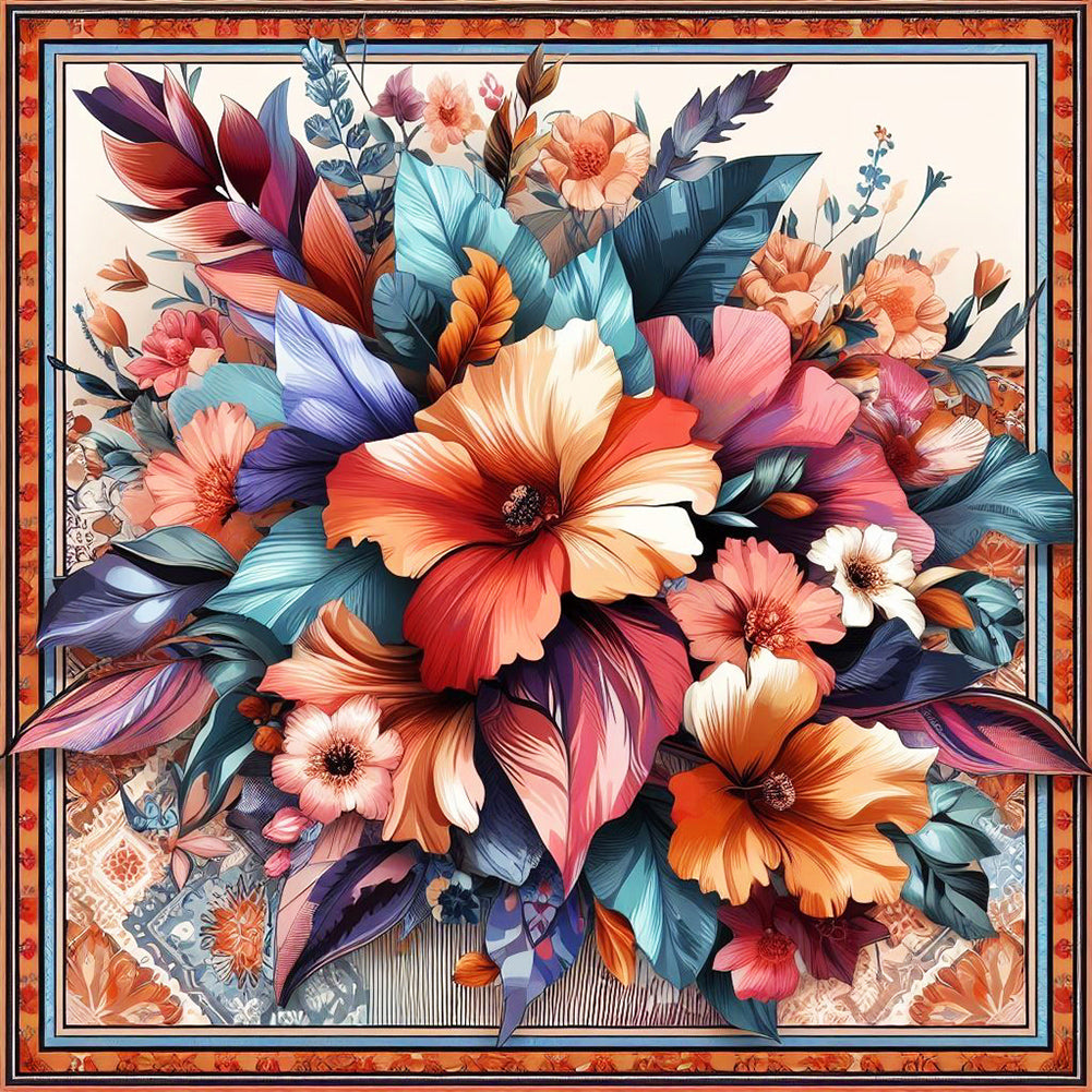 Photo Frame Flowers - Full Round Drill Diamond Painting 30*30CM