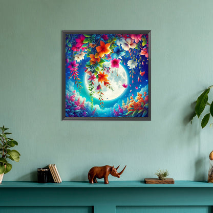Flower Under The Moon - Full Round Drill Diamond Painting 30*30CM