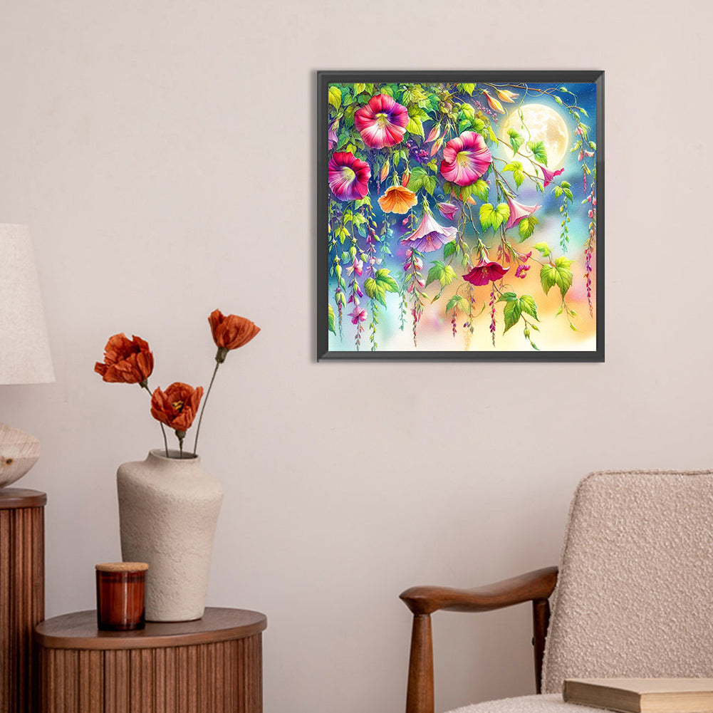 Flowers Under The Moon - Full Round Drill Diamond Painting 30*30CM