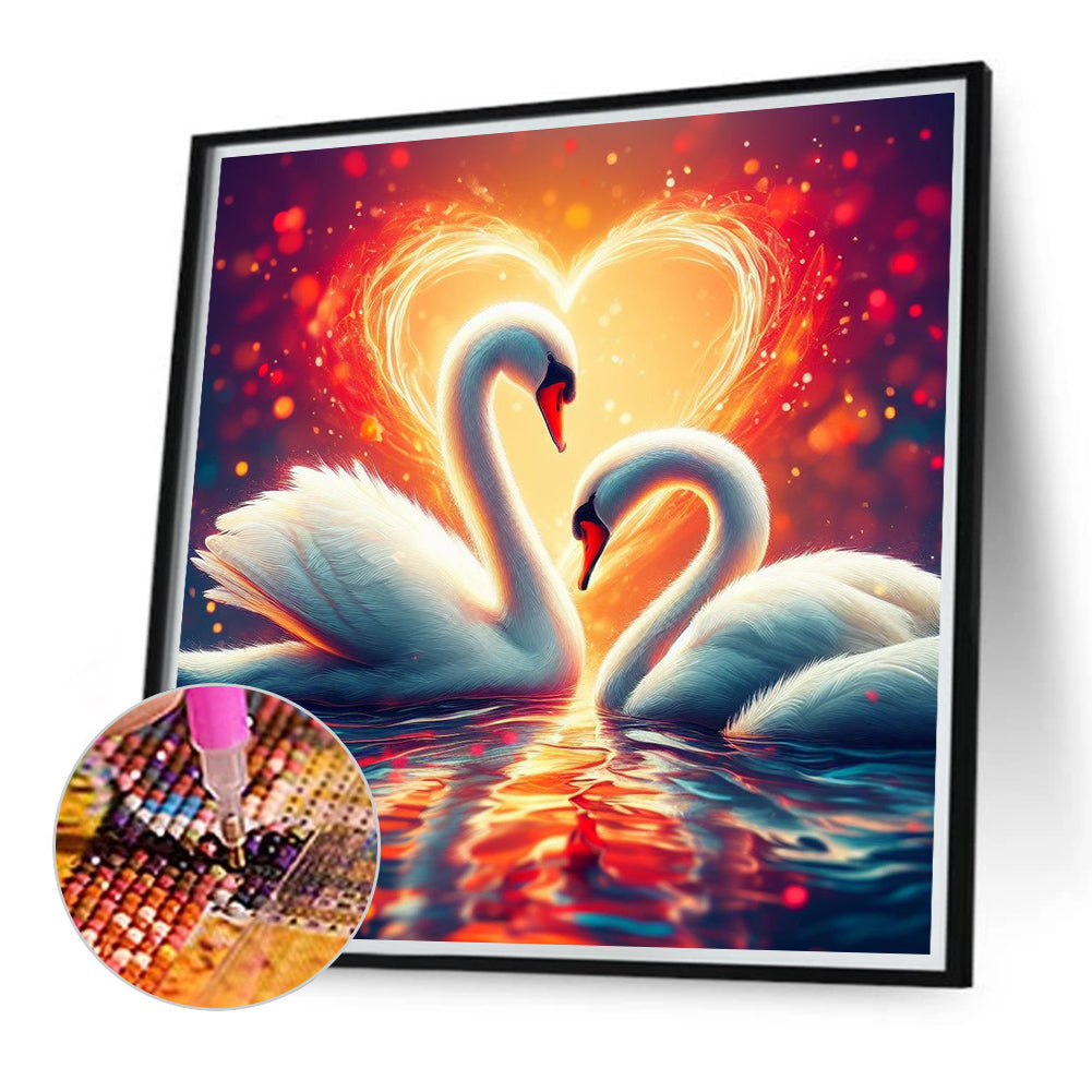 Love Swan - Full Round Drill Diamond Painting 40*40CM