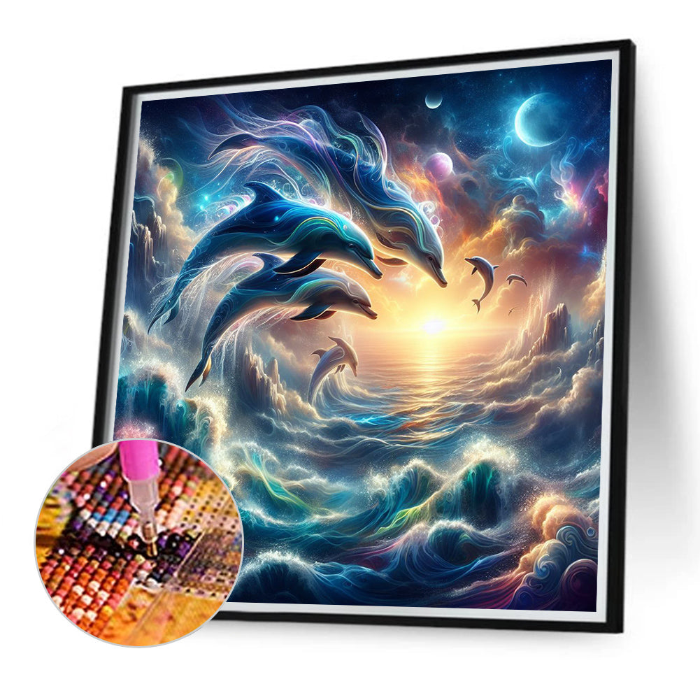 Dolphin - Full Round Drill Diamond Painting 40*40CM