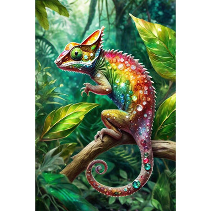 Chameleon On Tree - Full Round Drill Diamond Painting 40*60CM