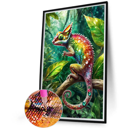 Chameleon On Tree - Full Round Drill Diamond Painting 40*60CM