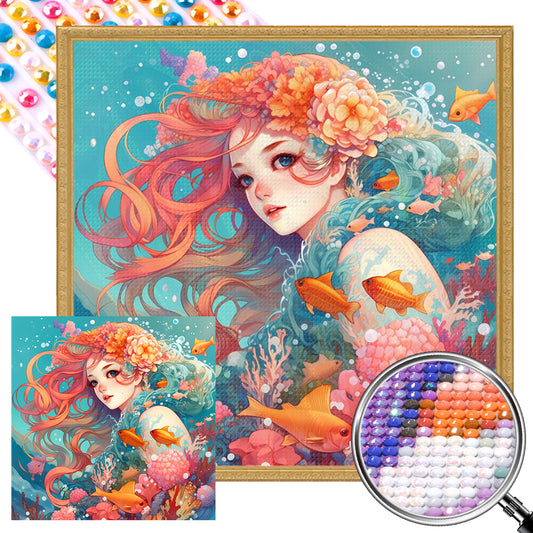 Mermaid Girl - Full AB Round Drill Diamond Painting 40*40CM