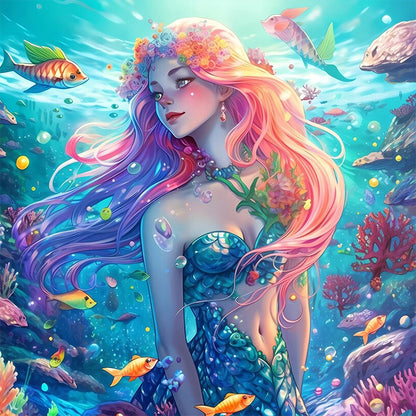 Mermaid Girl - Full AB Round Drill Diamond Painting 40*40CM