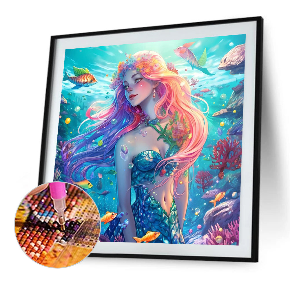 Mermaid Girl - Full AB Round Drill Diamond Painting 40*40CM