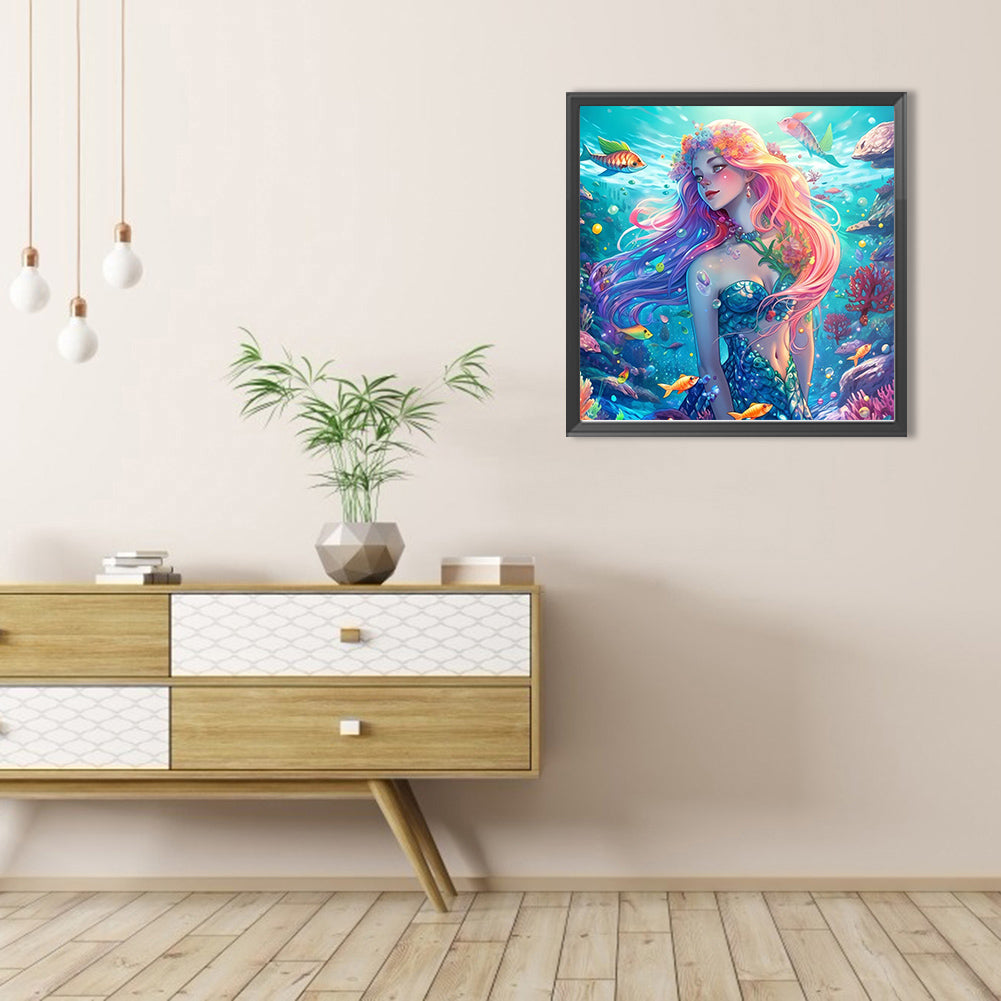Mermaid Girl - Full AB Round Drill Diamond Painting 40*40CM
