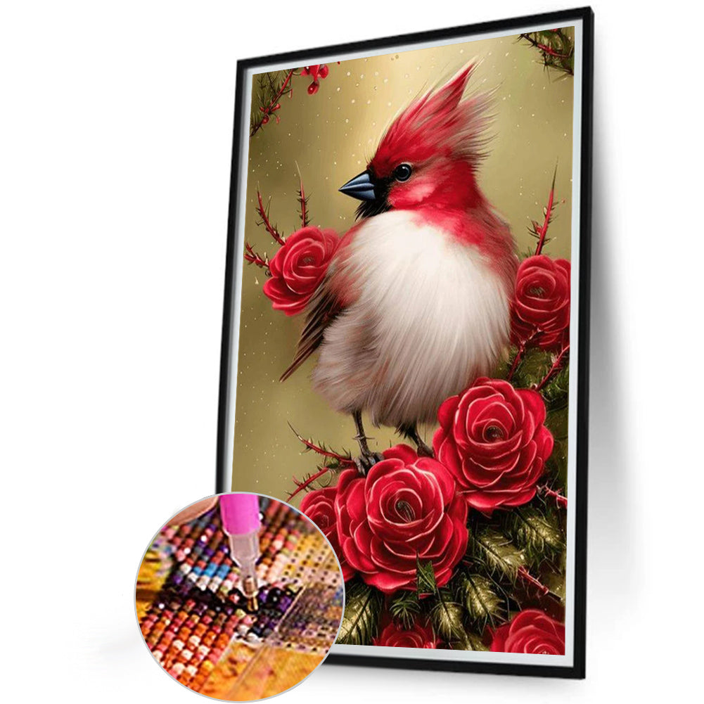 Cardinal On Flower Branch - Full AB Round Drill Diamond Painting 40*60CM