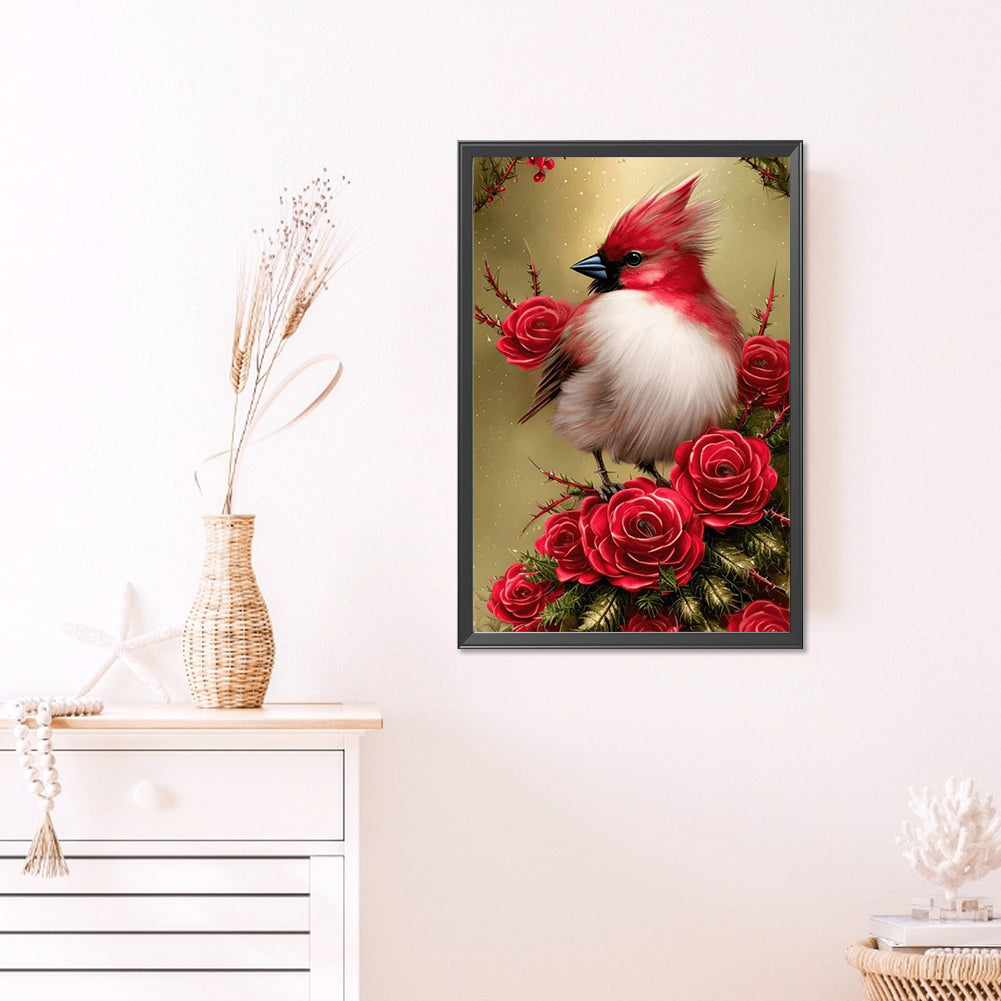 Cardinal On Flower Branch - Full AB Round Drill Diamond Painting 40*60CM