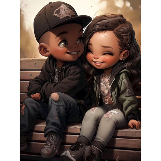 Sweet Couple - Full Round Drill Diamond Painting 30*40CM