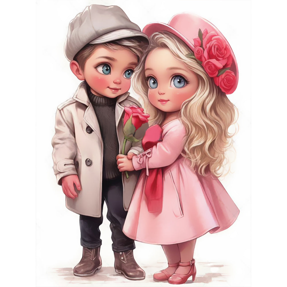 Sweet Couple - Full Round Drill Diamond Painting 30*40CM