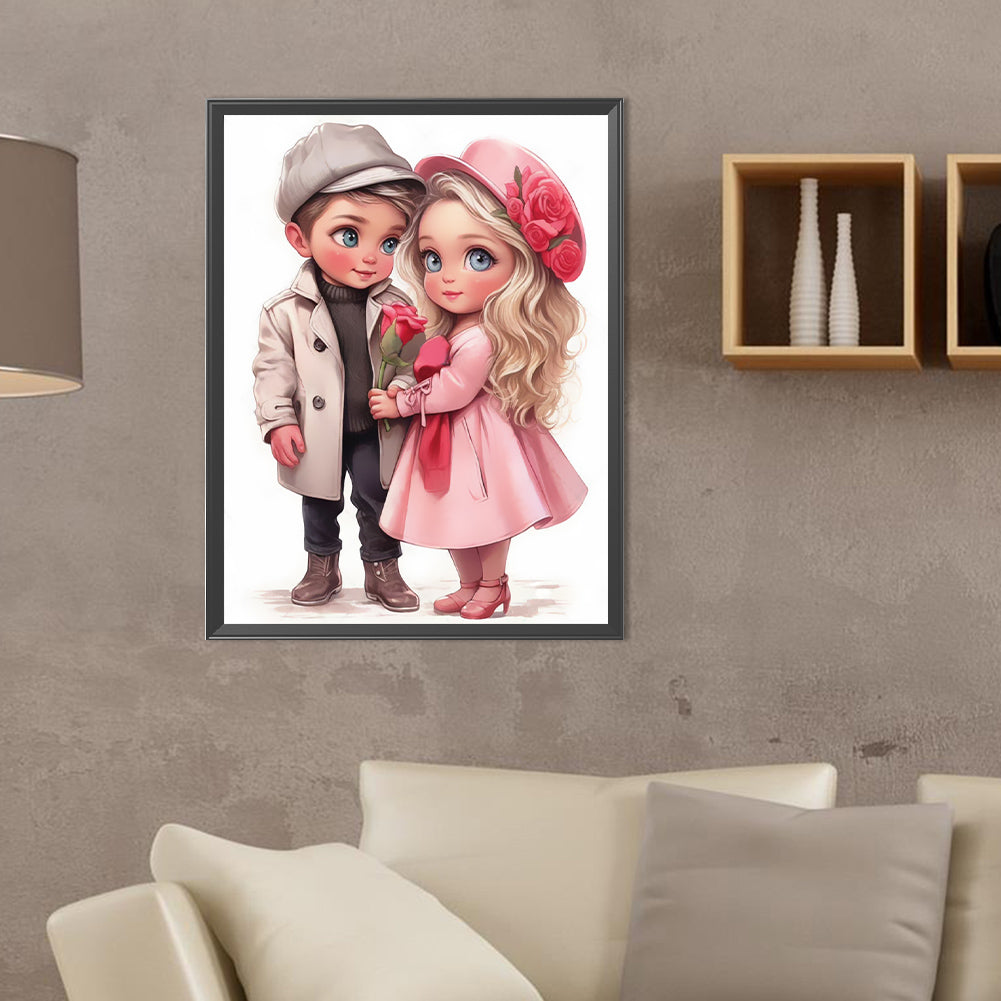 Sweet Couple - Full Round Drill Diamond Painting 30*40CM