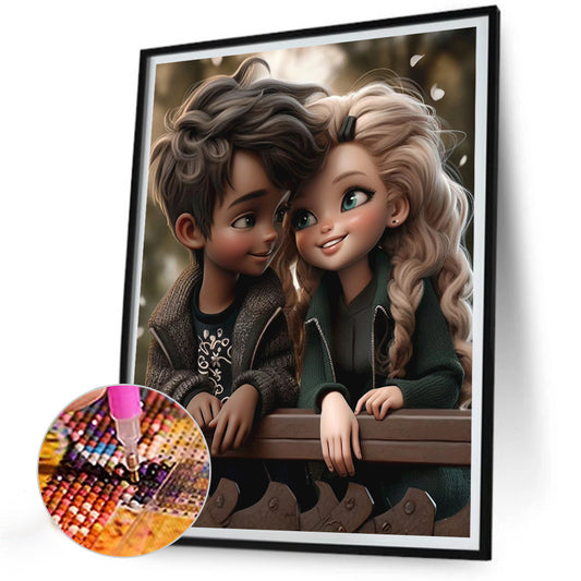 Sweet Couple - Full Round Drill Diamond Painting 30*40CM