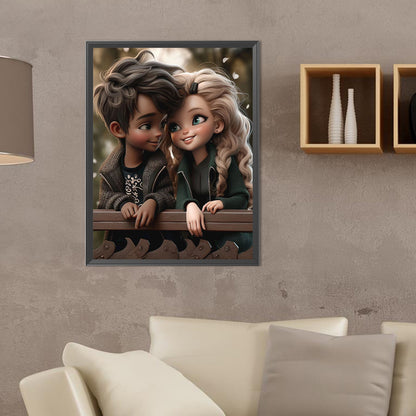 Sweet Couple - Full Round Drill Diamond Painting 30*40CM