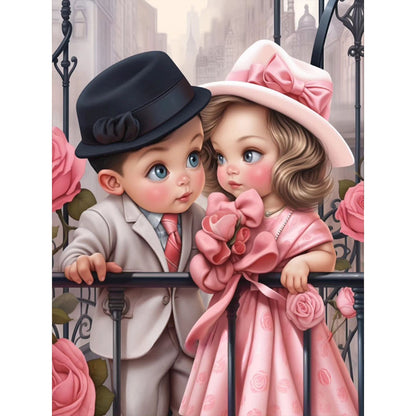Sweet Couple - Full Round Drill Diamond Painting 30*40CM