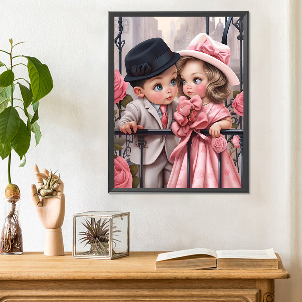 Sweet Couple - Full Round Drill Diamond Painting 30*40CM